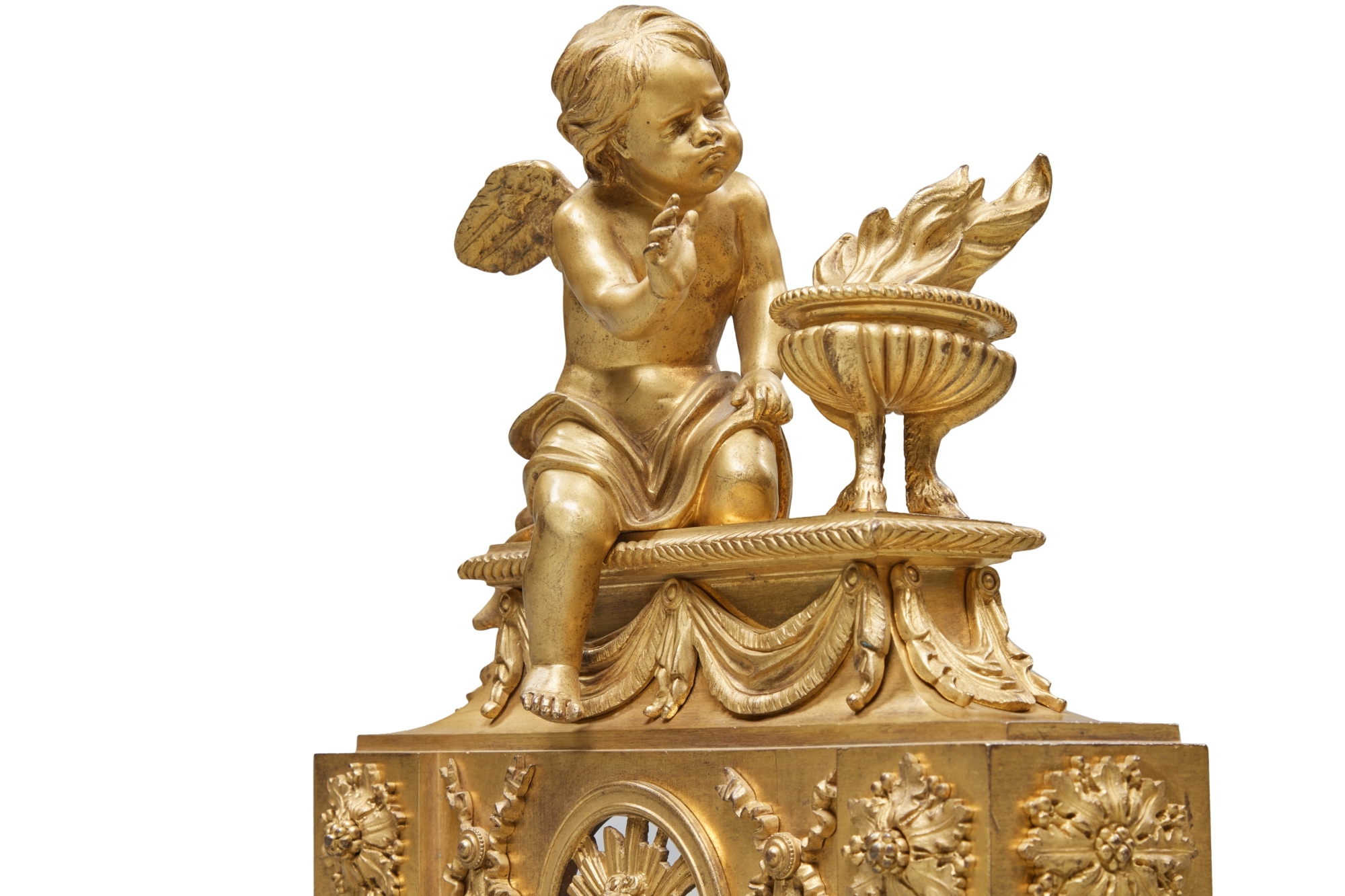 A Pair of Louis XVI Gilt Bronze Figural Chenets, Allegorical for Winter , Circa 1780 - Image 3 of 4