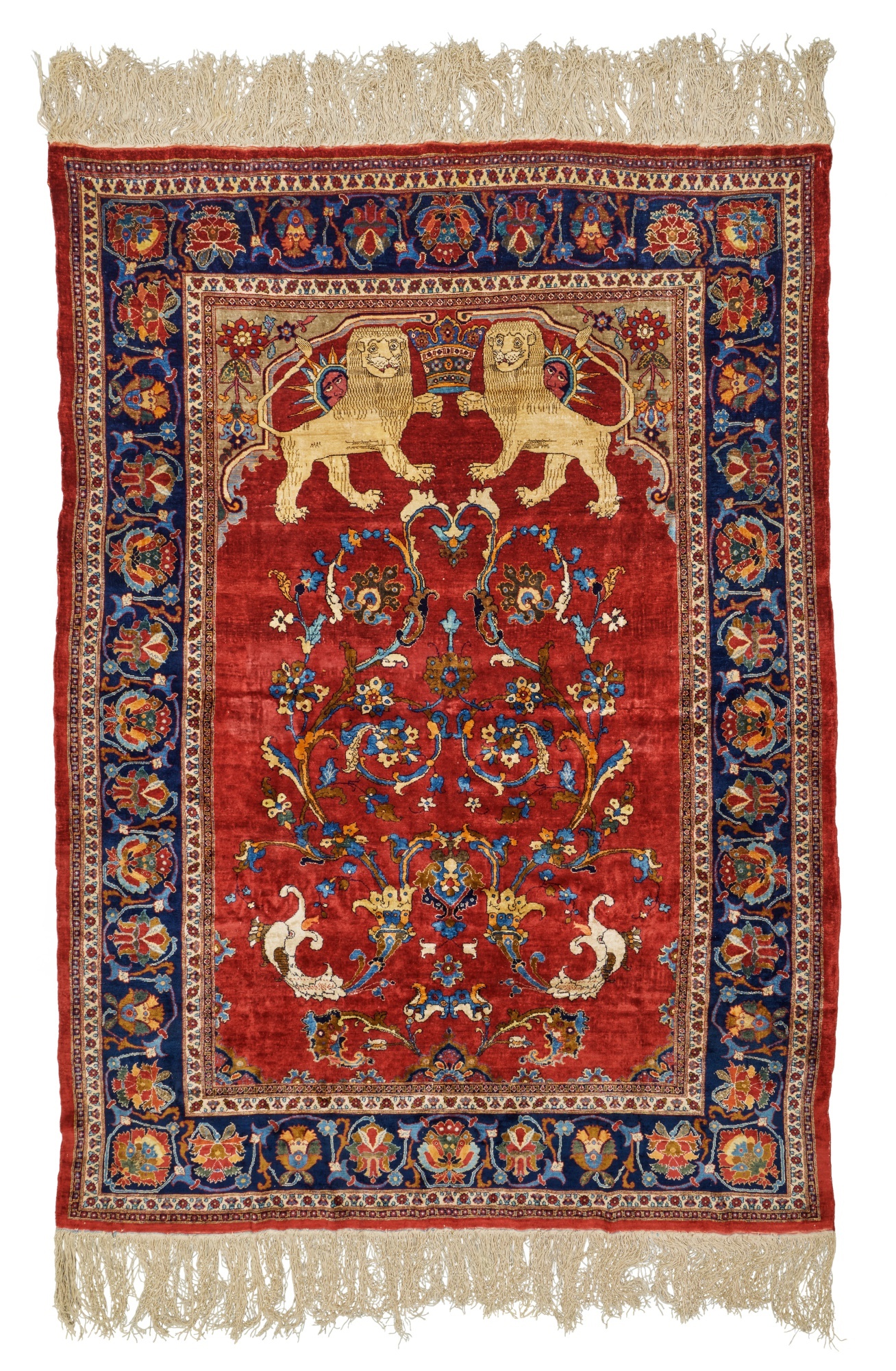 A Senna Silk Prayer Rug, Northwest Persia, Circa 1890