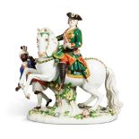 A Meissen Equestrian Figure Group of The Empress Elizabeth of Russia, Late 19th Century