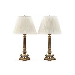 A Pair of Louis-Phillippe Gilt and Patinated Bronze Lamps, 19th Century