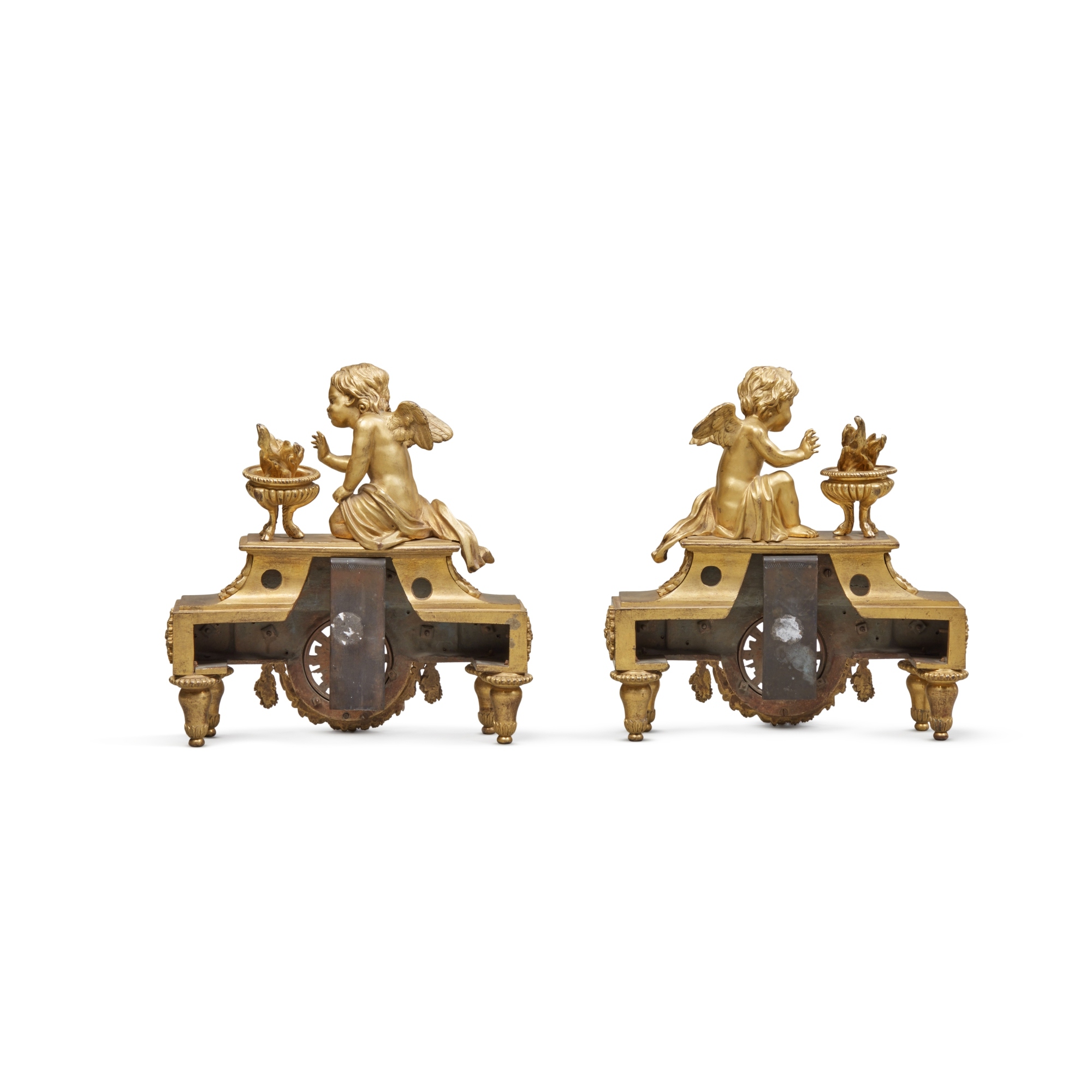 A Pair of Louis XVI Gilt Bronze Figural Chenets, Allegorical for Winter , Circa 1780 - Image 4 of 4
