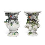 A Pair of Meissen Schneeballen Vases, Late 19th Century