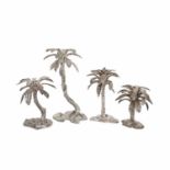 Four Zimbabwean Silver Palm Tree Candlesticks, Patrick Mavros, Harare, 2002 and 2003