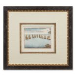 A Set of Seven Larger and Eleven Smaller framed hand-coloured prints of Maritime Scenes