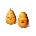 Two George III Fruitwood Tea Caddies in the Shape of Pears, Circa 1800