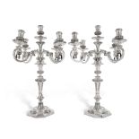 A Pair of English Silver Five-Light Candelabra, Vincci Ltd., London, 1990