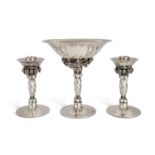 A Pair of Danish Silver Grapevine Candlesticks, No. 263A, and Matching Tazza, No. 263B, Georg Jensen