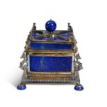 A Silver and Lapis Lazuli Box, Probably English, Early 17th Century with Later Alterations