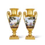 A Pair of Paris Gold-Ground Vases, probably decorated in Naples by Raffaele Giovine, Circa 1825