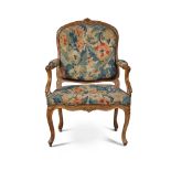 A Louis XV Carved Beechwood Fauteuil &#224; la Reine, Mid-18th Century by Jean Gourdin