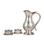 A Pair of Louis XV Silver Salts and a Louis XV Provincial Silver Wine Jug, Marc-Claude Florat, Paris