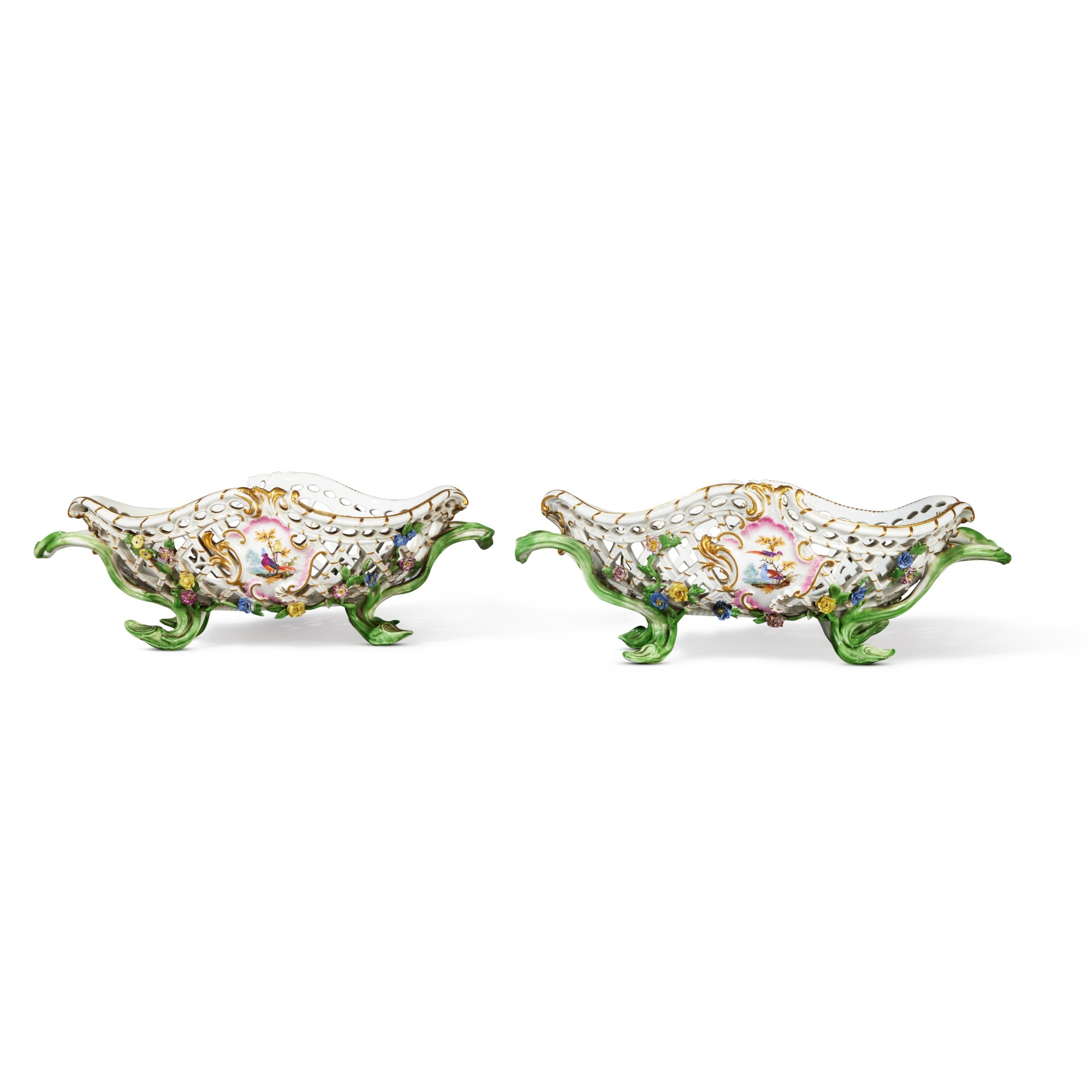 A Pair of Meissen Reticulated Footed Baskets, Circa 1770