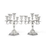 A Pair of American Silver Five-Light Candelabra, Tiffany & Co., New York, 1902-07