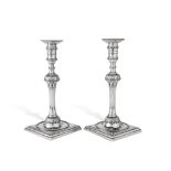 A Pair of George III Silver Candlesticks with Royal Naval Presentation Inscriptions, Henry Hallswort