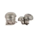 An Italian Silver Mushroom-Form Condiment Set, Mario Buccellati, Milan, Late 20th Century