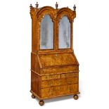 A Queen Anne Double Domed Walnut Bureau Bookcase, Early 18th Century