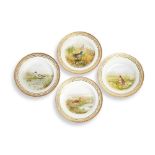 A Set of Four Royal Copenhagen 'Flora Danica' 'Bird' Plates, Modern