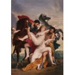 A German Porcelain Rectangular Plaque, 'The Rape of the Daughters of Leucippus', Late 19th Century