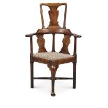 A George II Walnut Corner Chair, Circa 1730