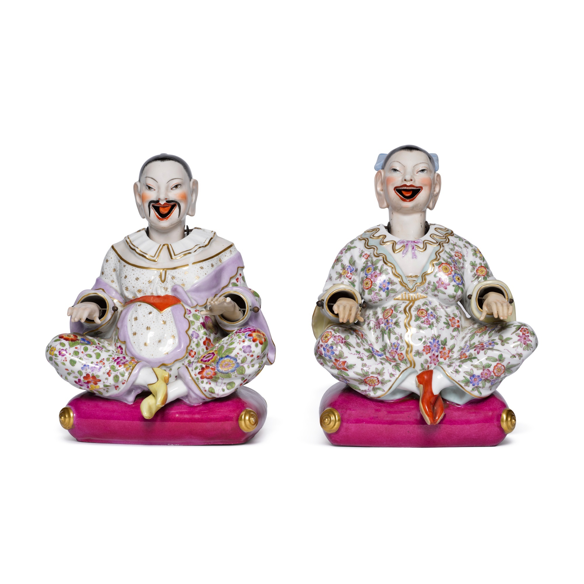 A Pair of French Porcelain Nodding Pagoda Figures, Circa 1890
