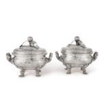 A Pair of Unusual George III Silver Marine-Themed Sauce Tureens and Covers, William Pitts, London, 1