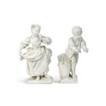 A Pair of S&#232;vres Biscuit Porcelain Figures of Children, 'La Petite Fille &#224; la Cage' and 'L