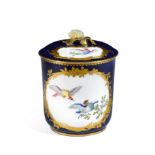 A Vincennes or Early S&#232;vres Bleu-Lapis-Ground Toilet Pot And Cover, Circa 1755