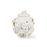 A Saint-Cloud White Pot-Pourri Jar and Cover, Circa 1740