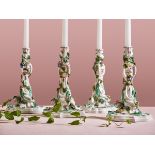 A Rare Set of Four Meissen Large Candlesticks, Circa 1755