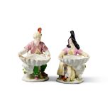 A Pair of Chelsea Figural Salts in Turkish Costume, Circa 1755