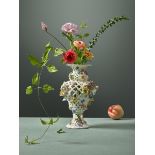 A Meissen Flower Encrusted Reticulated Vase, Circa 1750
