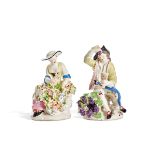 A Pair of Bow Figures Allegorical of Spring and Autumn, Circa 1755, and a Bow Figure of Flower Girl,