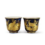 A Rare Pair of Chelsea &#8216;Mazarine&#8217; Blue-Ground Beakers or Cabinet Cups, Circa 1761