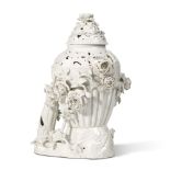 A Saint-Cloud White Pot-Pourri Vase and Cover, Circa 1740