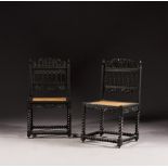 A near matched pair of Indo-Dutch ebony side chairs, India, Coromandel coast, circa 1660-80