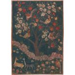 Deer, birds and flowering trees, India, Mughal, probably Fatehpur Sikri, circa 1570