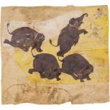 Studies of an unruly young elephant, India, Rajasthan, Kota, circa 1720-30