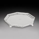 An English silver octagonal tray, circa 1720