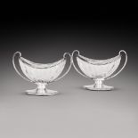 A pair of Victorian silver and cut-glass salts, Louis Dee, London, 1881