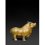 A large archaistic gilt-bronze buffalo 20th century