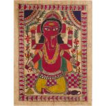 A Madhubani painting of Ganesha, by Kiran Devi, India, Bihar, 20th century