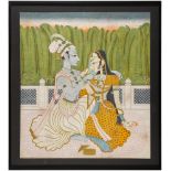 Radha and Krishna on a terrace, India, Rajasthan, Kishangarh, 20th century