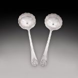 A pair of George II silver sauce ladles, maker's mark WS, London, 1750