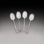 A set of four William & Mary silver trefid teaspoons, unmarked, circa 1690