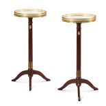 A pair of Louis XVI style gilt-bronze mounted mahogany telescopic gu&#233;ridon tables