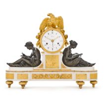A Louis XVI patinated and gilt-bronze and white marble mantel clock, Jean-Antoine L&#233;pine, Paris