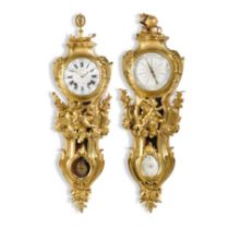 A Louis XV gilt-bronze cartel clock and matching barometer, Julien Le Roy, Paris, circa 1750