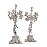 A pair of Victorian silver seven-light candelabra, C. F. Hancock, London, 1870