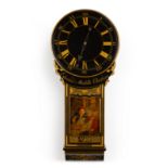 A George III japanned tavern timepiece, circa 1780 with later extensive restoration