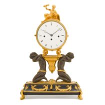 An Austrian gilt and patinated bronze quarter striking table clock, circa 1820, movement and case as